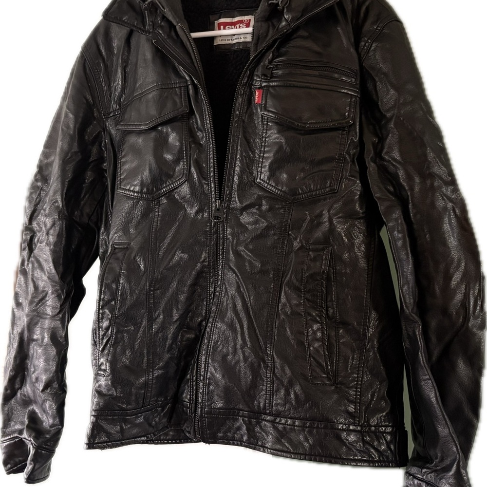 Levi's Black Leather Jacket for Men